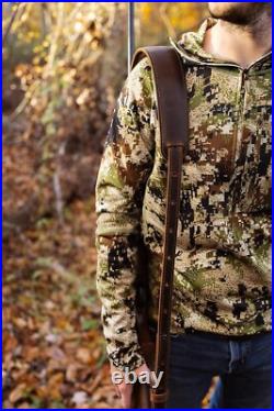 Classic Buffalo Leather Rifle Sling Secure Carry with Stylish Accent Stitching
