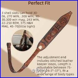TOURBON Leather Rifle Sling Gun Ammo Carry Strap withKnife Pocket Multitool Sheath