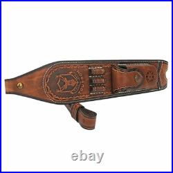 TOURBON Leather Rifle Sling Gun Ammo Carry Strap withKnife Pocket Multitool Sheath