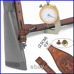 TOURBON Leather Rifle Sling Gun Ammo Carry Strap withKnife Pocket Multitool Sheath
