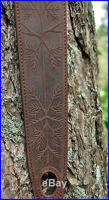 100% Genuine Leather Rifle or Shotgun sling decorated with Bear anti slip suede