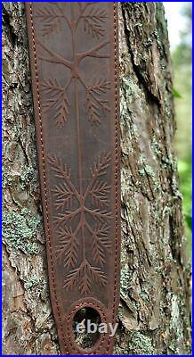 100% Genuine Leather Rifle or Shotgun sling decorated with Bear anti slip suede