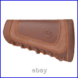 12 Guage Leather Shotgun Buttstock Recoil Pad With Gun Sling Shell Holder Brown