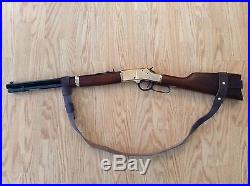1 1/4 Wide Leather NO DRILL Rifle Sling For Henry Rifles. Brown Leather