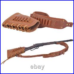 1 Combo Leather Gun Buttstock with Rifle Sling for. 308.30/06.45/70.44mag