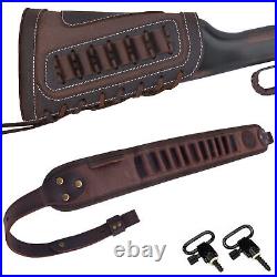 1 Combo of Leather Rifle Shell Buttstock with Shoulder Sling+Swivels for. 308.270