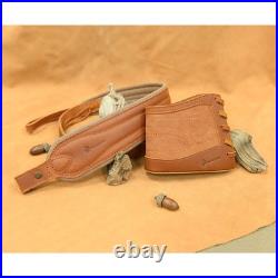 1 Combo of Soft Leather Rifle Recoil Buttstock with Hunting Gun Sling in USA