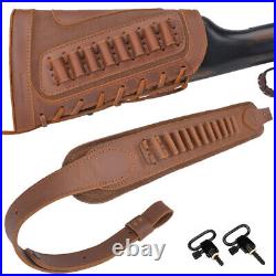 1 Set Full Leather Rifle Buttstock with Matching Gun Sling for. 357.30-30.38