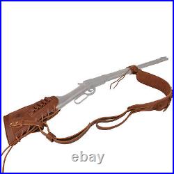 1 Set Leather Buttstock No Drill Shell Holder with Gun Sling Right /Left Handed
