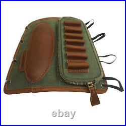 1 Set Leather Canvas Rifle Sling & Matched Green Gun Buttstock Shell Holder. 308