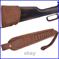 1 Set Leather Gun Recoil Pad with Rifle Shell Holder Cartridge Sling. 308.30/30