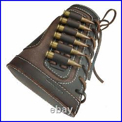1 Set Leather Rifle Buttstock Cover with Shotgun Canvas Shoulder Sling For. 30-06