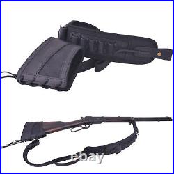 1 Set Leather Rifle Buttstock, Field Recoil Pad with Vintage Gun Sling Strap