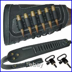 1 Set Leather Rifle Buttstock With Shoulder Sling Strap For. 30-30 /. 308 /. 30-06
