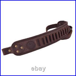 1 Set of Leather Gun Ammo Buttstock + Gun Sling for. 357.308.22LR 12GA. 38