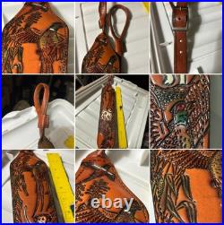 1 leather Rifle sling with 3 pheasants Hunting Dog Corn Field Lightly Used