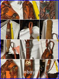 1 leather Rifle sling with 3 pheasants Hunting Dog Corn Field Lightly Used