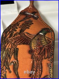 1 leather Rifle sling with 3 pheasants Hunting Dog Corn Field Lightly Used