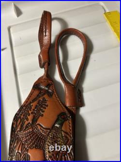 1 leather Rifle sling with 3 pheasants Hunting Dog Corn Field Lightly Used