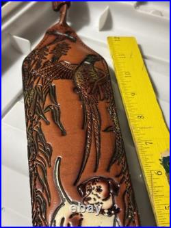 1 leather Rifle sling with 3 pheasants Hunting Dog Corn Field Lightly Used