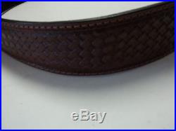 246 India Tea Red Rifle Sling With Basket Weave Made By Bluehorn Custom Leather
