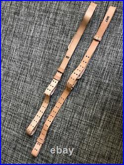 2X M1907 NATURAL LEATHER RIFLE SLING for M1 GARAND, HEAVY MATCH GRADE