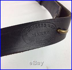 2 F. Burgess & co Maker Meridan CT. BLACK leather rifle gun sling SHOULDER STRAP