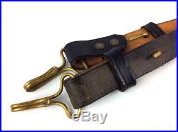 2 F. Burgess & co Maker Meridan CT. BLACK leather rifle gun sling SHOULDER STRAP