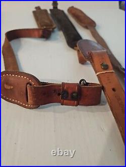 3 Leather Rifle Slings, Deer on sling, Hand Tooled, Two Of Them Are Plain, 9/36