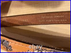 4 PADDED RIFLE SLING LEATHER BROWN DEER SCENE WithSWIVELS VINTAGE 8501045 210 NICE