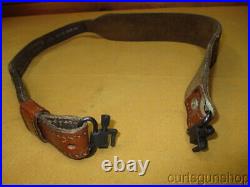 AA & E Brown Leather Rifle Sling 1 Inch Cobra No 2037 Embossed Deer Scene