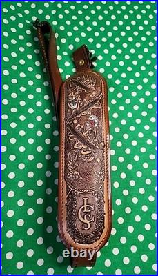 Aa&e Capital Leather LC Smith Tooled Stitched Suede Backed Padded Rifle Sling