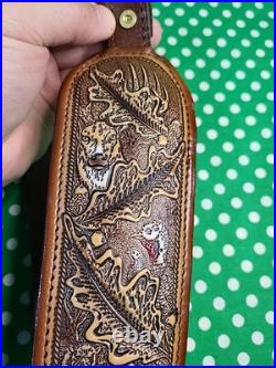 Aa&e Capital Leather LC Smith Tooled Stitched Suede Backed Padded Rifle Sling