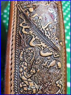 Aa&e Capital Leather LC Smith Tooled Stitched Suede Backed Padded Rifle Sling