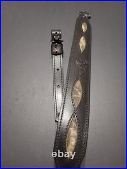 Aa&e Leathercraft 2020 32 Padded Black Rifle Sling With Elk Design Very Nice