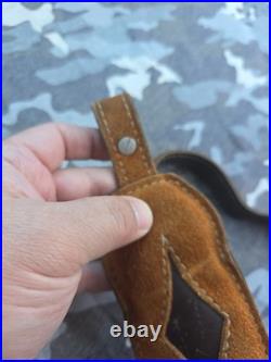 Aa&e White Stitched Suede 2 Diamond Suede Backed Leather Rifle Sling