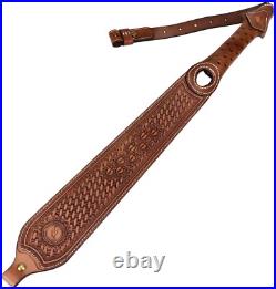 Adjustable Vintage Leather Rifle Sling for Shotguns with Secure Chicago Screws