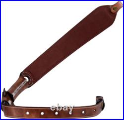 Adjustable Vintage Leather Rifle Sling for Shotguns with Secure Chicago Screws
