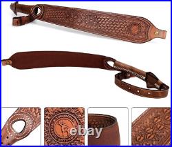 Adjustable Vintage Leather Rifle Sling for Shotguns with Secure Chicago Screws