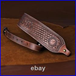 Adjustable Vintage Leather Rifle Sling for Shotguns with Secure Chicago Screws