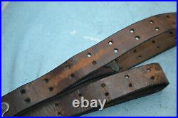Antique GI M1907 Leather Rifle Sling unmarked steel hooks