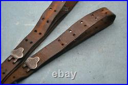 Antique GI M1907 Leather Rifle Sling unmarked steel hooks