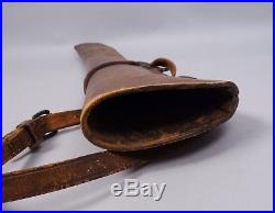 Antique c1900 Leather Wolf F. B. K. Rifle Scabbard Holder Sling