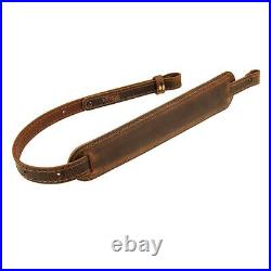 BF500 Buffalo Leather Padded Rifle Gun Sling, Crazy Horse/Brown Stitched, Bla