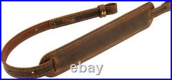 BF500 Buffalo Leather Padded Rifle Gun Sling, Crazy Horse/Brown Stitched, Bla