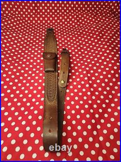 BIANCHI COBRA TOOLED STITCHED POUCHED SUEDE BACKED RIFLE SLING With SWIVELS