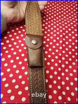 BIANCHI COBRA TOOLED STITCHED POUCHED SUEDE BACKED RIFLE SLING With SWIVELS