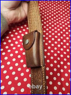 BIANCHI COBRA TOOLED STITCHED POUCHED SUEDE BACKED RIFLE SLING With SWIVELS