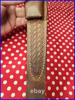 BIANCHI COBRA TOOLED STITCHED POUCHED SUEDE BACKED RIFLE SLING With SWIVELS