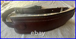 BIANCHI WHITE STITCHED SHEEP SHEARLING BACKED LEATHER RIFLE SLING Vintage